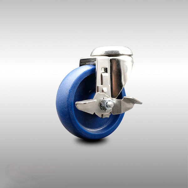 4 Inch 316SS Solid Polyurethane Wheel Swivel Bolt Hole Caster with Brake SCC